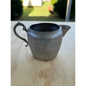Old Colonial Vintage Pewter Creamer Pitcher Ornate Handle